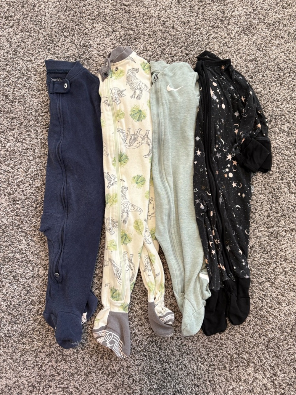 Nike Mint Green Kids One-Piece Footed Pajamas